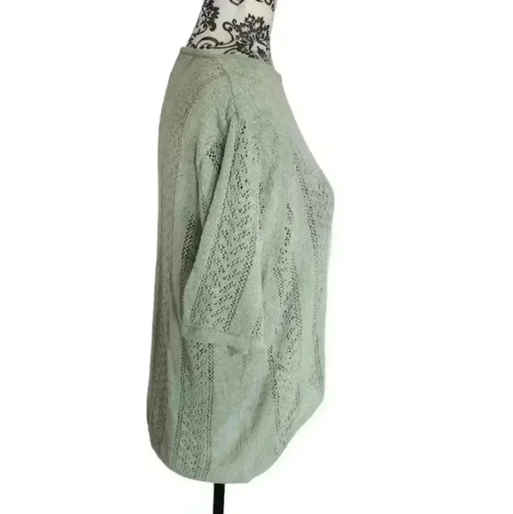 Laura Ashley Short Sleeve Lace Jumper Vintage 1997 Green Pointelle  Women's XL - Picture 5 of 10